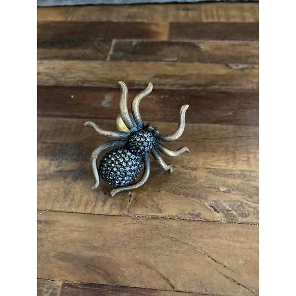 RARE 90s Linda Levinson Matte Gold, Crystal & GARNET Ring, Fall Jewelry, Vintage - Picture 11 of 12